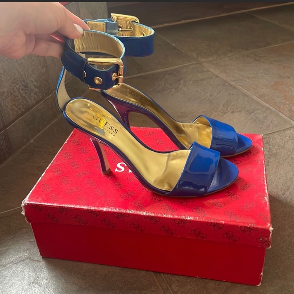 Guess by Marciano, royal blue patent heel sandal